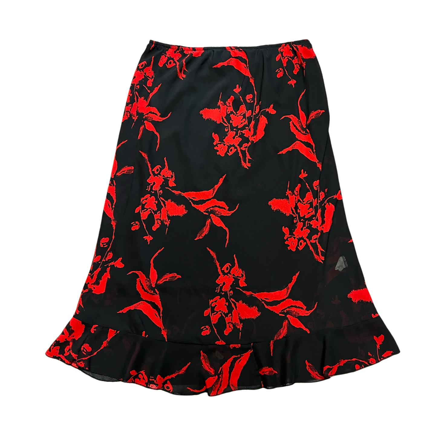 Red Floral Midi Skirt