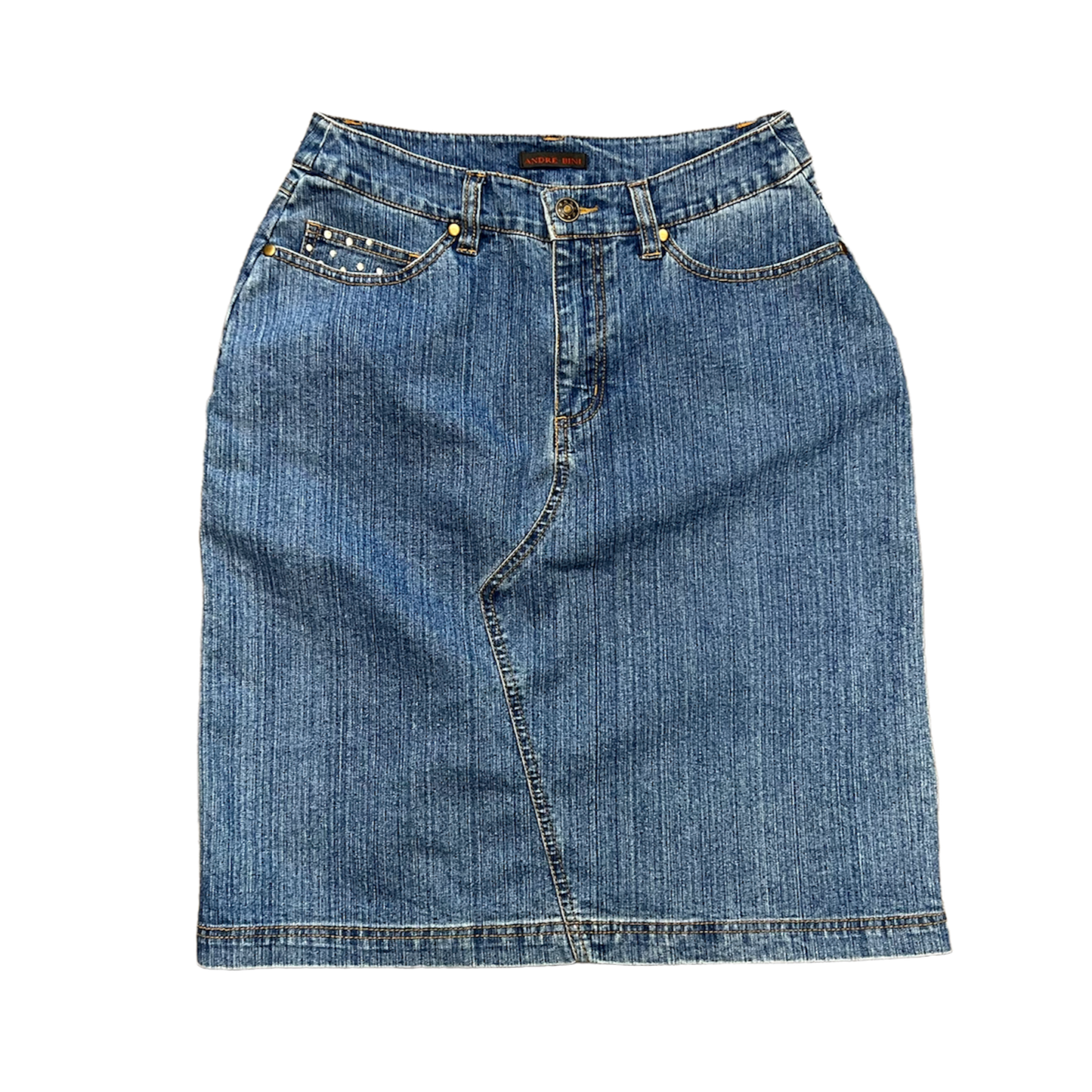 Heart Denim Midi Skirt