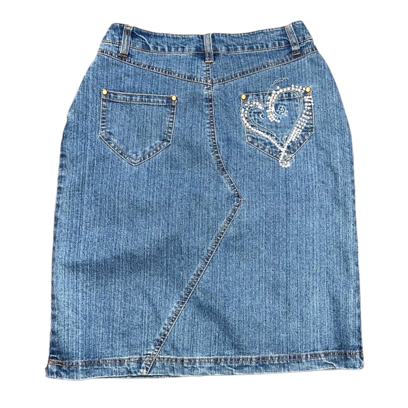 Heart Denim Midi Skirt